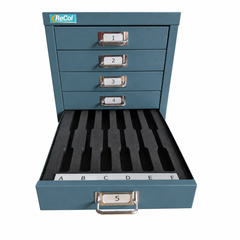 RECOL30 five-drawer cabinet in the standard muted teal finish